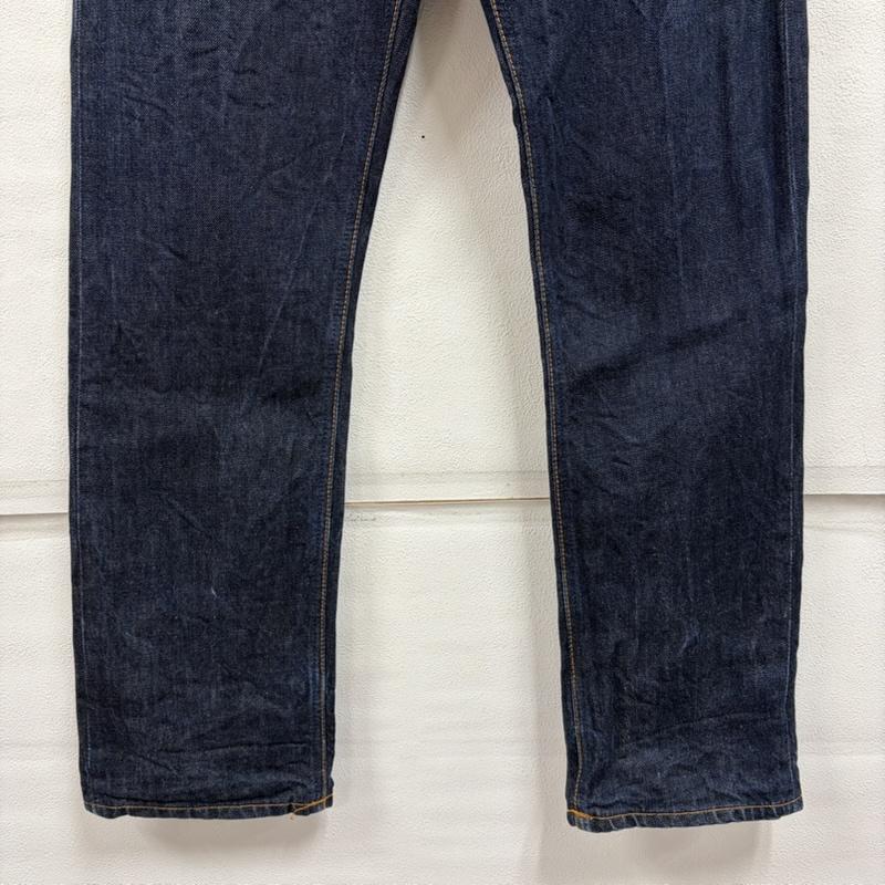 ヌーディージーンズ Nudie Jeans パンツ デニム、ジーンズ デニム ジーンズ レザーパッチ ボタンフライ 濃紺 イタリア製 32インチ ワンポイント X ロゴ、文字 インディゴ / インディゴ / Indigo メンズ USED 古着 中古 50168832
