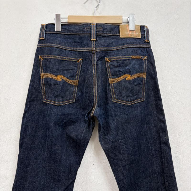ヌーディージーンズ Nudie Jeans パンツ デニム、ジーンズ デニム ジーンズ レザーパッチ ボタンフライ 濃紺 イタリア製 32インチ ワンポイント X ロゴ、文字 インディゴ / インディゴ / Indigo メンズ USED 古着 中古 50168832