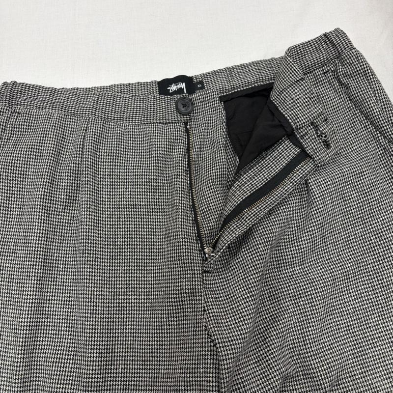 ステューシー STUSSY パンツ ワークパンツ、ペインターパンツ OLD 千鳥格子 チェック ウール パンツ XL 千鳥格子 黒 / ブラック / black X 白 / ホワイト / white メンズ USED 古着 中古 50168836