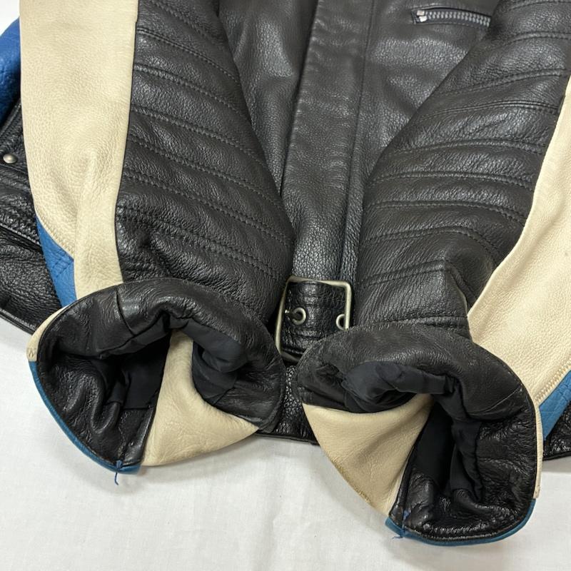 イッセイミヤケ ISSEY MIYAKE ジャケット、上着 レザージャケット 90s OLD ARCHIVE カラー ブロック シングル バイカー ライダース レザー ジャケット - メンズ USED 古着 中古 50168840
