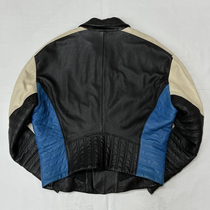 イッセイミヤケ ISSEY MIYAKE ジャケット、上着 レザージャケット 90s OLD ARCHIVE カラー ブロック シングル バイカー ライダース レザー ジャケット - メンズ USED 古着 中古 50168840