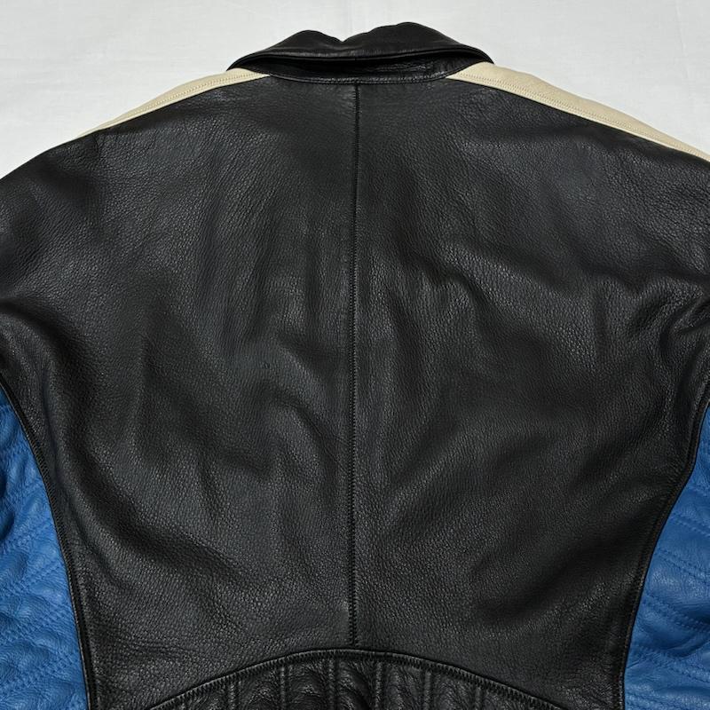 イッセイミヤケ ISSEY MIYAKE ジャケット、上着 レザージャケット 90s OLD ARCHIVE カラー ブロック シングル バイカー ライダース レザー ジャケット - メンズ USED 古着 中古 50168840