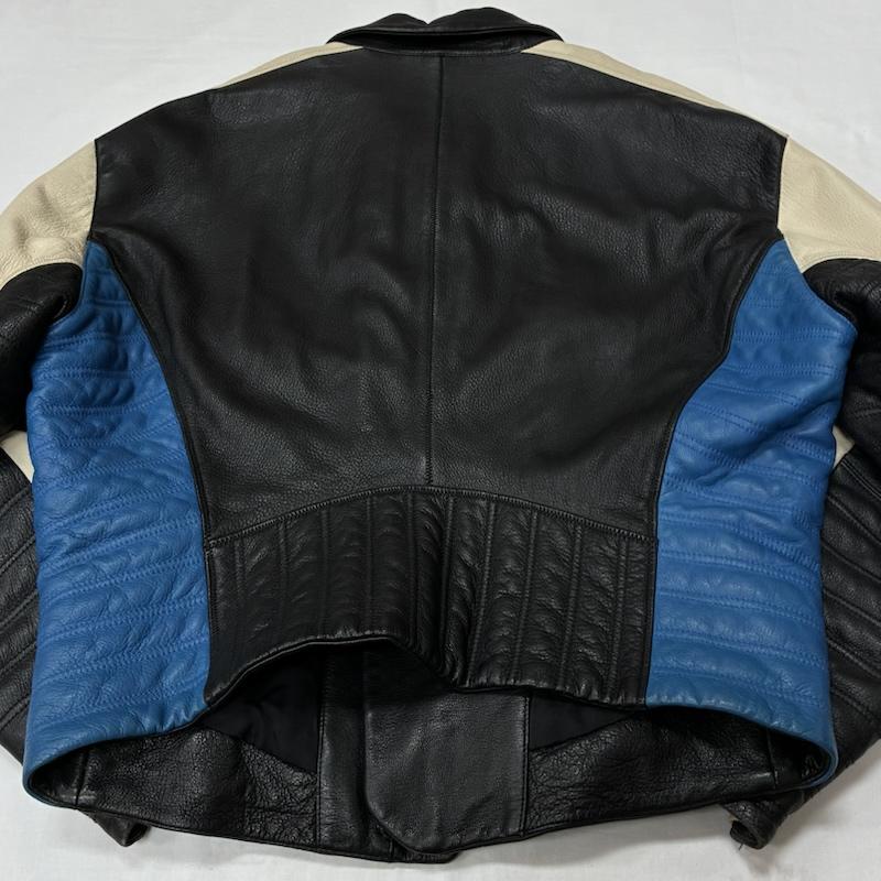 イッセイミヤケ ISSEY MIYAKE ジャケット、上着 レザージャケット 90s OLD ARCHIVE カラー ブロック シングル バイカー ライダース レザー ジャケット - メンズ USED 古着 中古 50168840