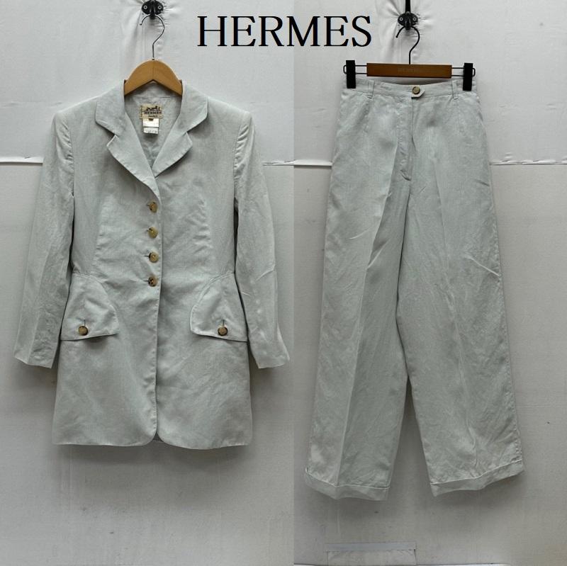 エルメス HERMES ジャケット、上着 ジャケット、ブレザー 80s 90s リネン ジャケット ワイド パンツ セットアップ 40 白 / ホワイト / white レディース USED 古着 中古 50168843