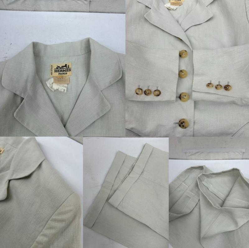 エルメス HERMES ジャケット、上着 ジャケット、ブレザー 80s 90s リネン ジャケット ワイド パンツ セットアップ 40 白 / ホワイト / white レディース USED 古着 中古 50168843