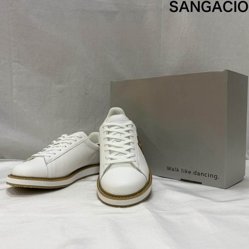 サンガチオ via SANGACIO スニーカー スニーカー にゅ～ず SPREE White Brown 27cm 箱付 27.0cm ロゴ、文字 白 / ホワイト / white X 茶 / ブラウン / brown メンズ USED 古着 中古 50168870
