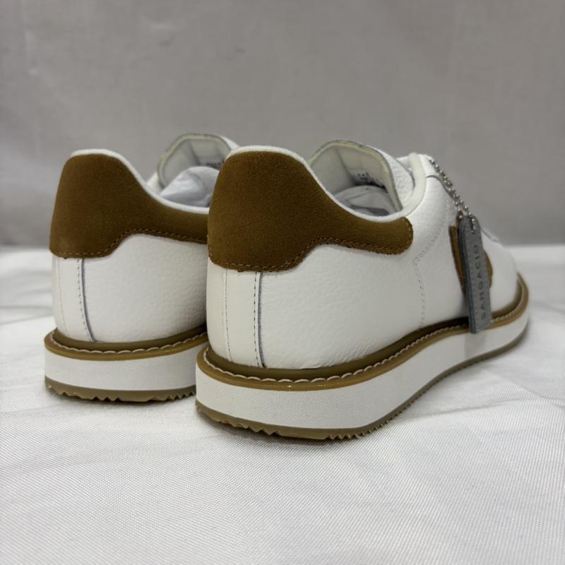 サンガチオ via SANGACIO スニーカー スニーカー にゅ～ず SPREE White Brown 27cm 箱付 27.0cm ロゴ、文字 白 / ホワイト / white X 茶 / ブラウン / brown メンズ USED 古着 中古 50168870