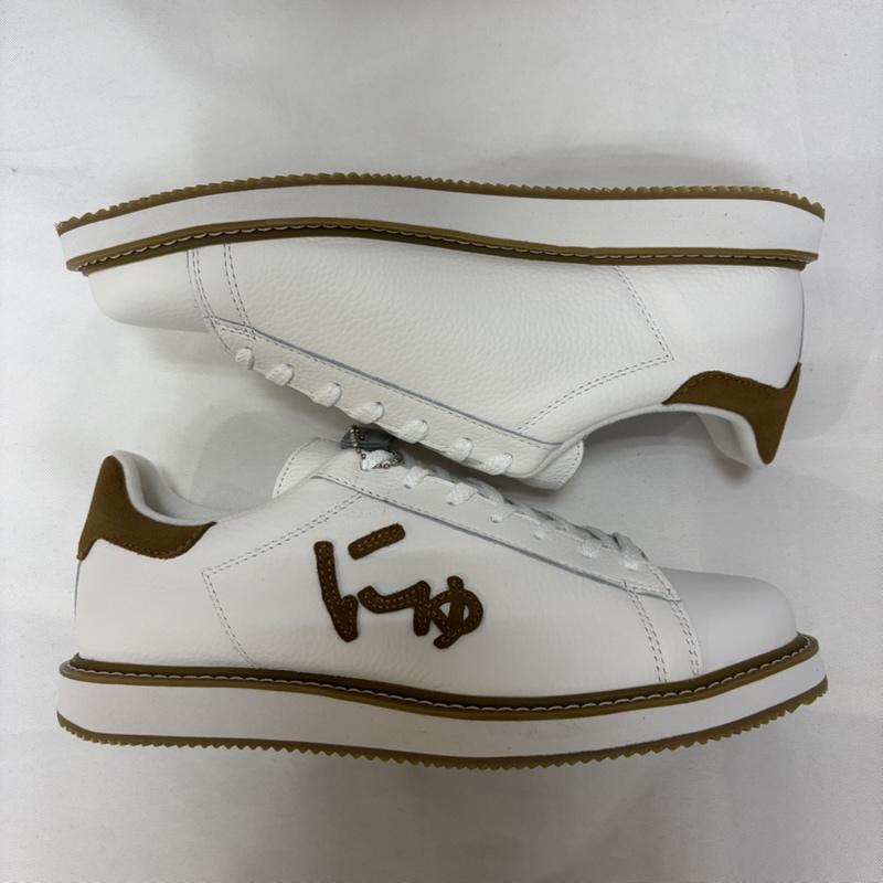 サンガチオ via SANGACIO スニーカー スニーカー にゅ～ず SPREE White Brown 27cm 箱付 27.0cm ロゴ、文字 白 / ホワイト / white X 茶 / ブラウン / brown メンズ USED 古着 中古 50168870