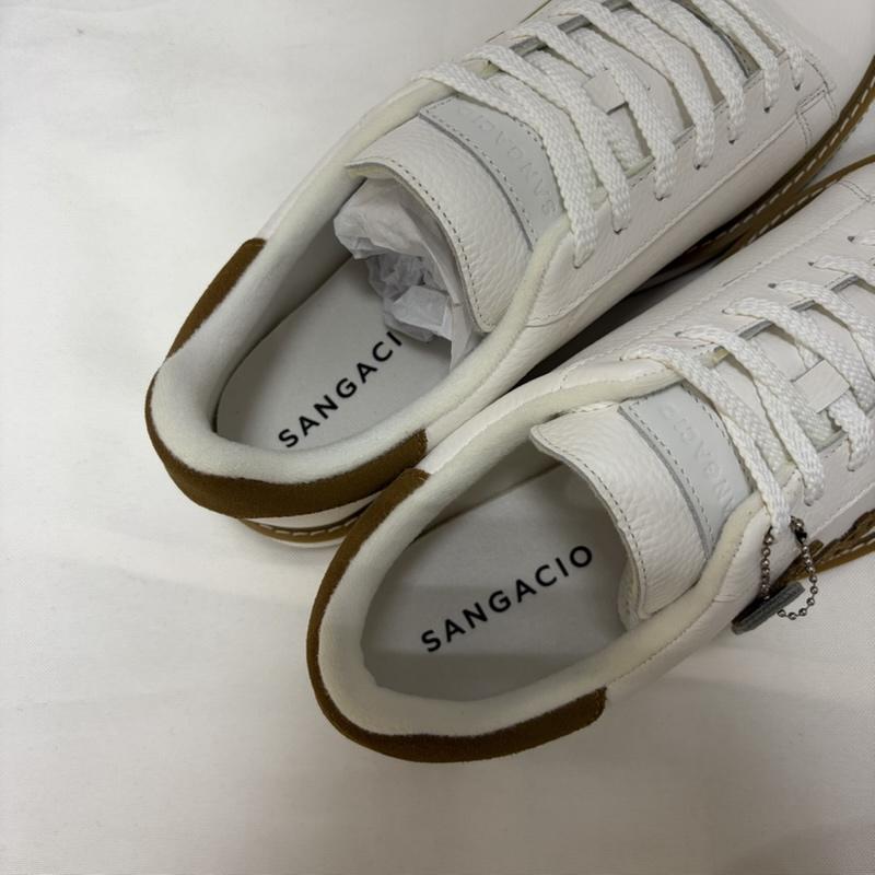 サンガチオ via SANGACIO スニーカー スニーカー にゅ～ず SPREE White Brown 27cm 箱付 27.0cm ロゴ、文字 白 / ホワイト / white X 茶 / ブラウン / brown メンズ USED 古着 中古 50168870