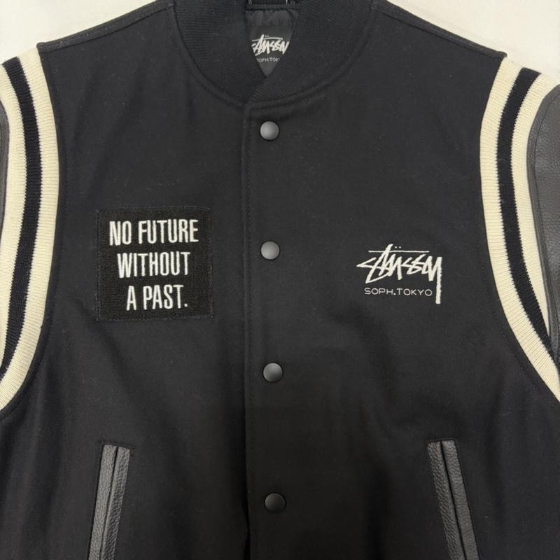 ステューシー STUSSY ジャケット、上着 ジャンパー、ブルゾン 15AW 16周年記念 SOPHNET 袖レザー スタジャン Varsity Jacket SOPH-156195 M ロゴ、文字 黒 / ブラック / black メンズ USED 古着 中古 50168873
