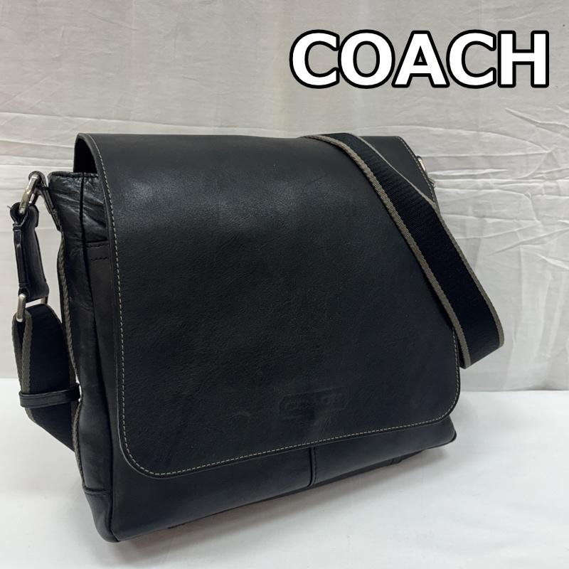 コーチ COACH ショルダーバッグ ショルダーバッグ F70555 ヘリテージ ウェブ レザー マップ バッグ ショルダー クロスボディ - 黒 / ブラック / black メンズ USED 古着 中古 50168880