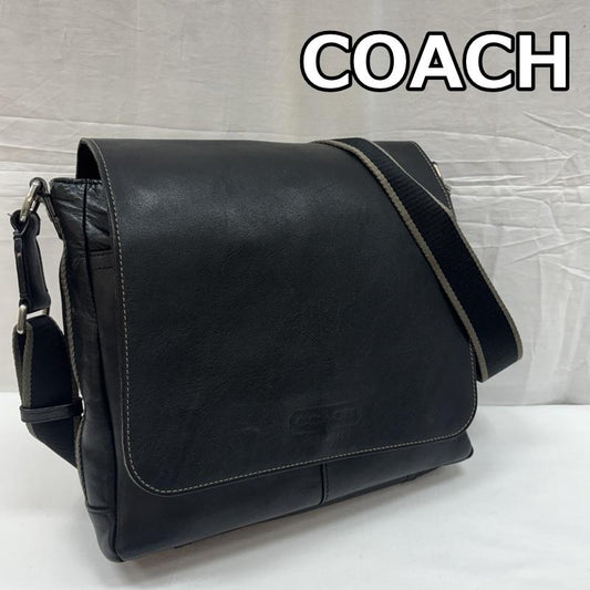 コーチ COACH ショルダーバッグ ショルダーバッグ F70555 ヘリテージ ウェブ レザー マップ バッグ ショルダー クロスボディ - 黒 / ブラック / black メンズ USED 古着 中古 50168880