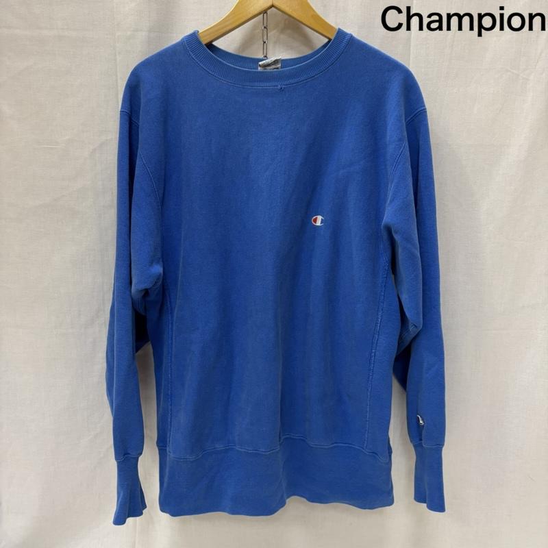 チャンピオン Champion トレーナー 長袖 90s Reverse Weave リバースウィーブ 目あり スウェット L ロゴ、文字 青 / ブルー / blue メンズ USED 古着 中古 50168882