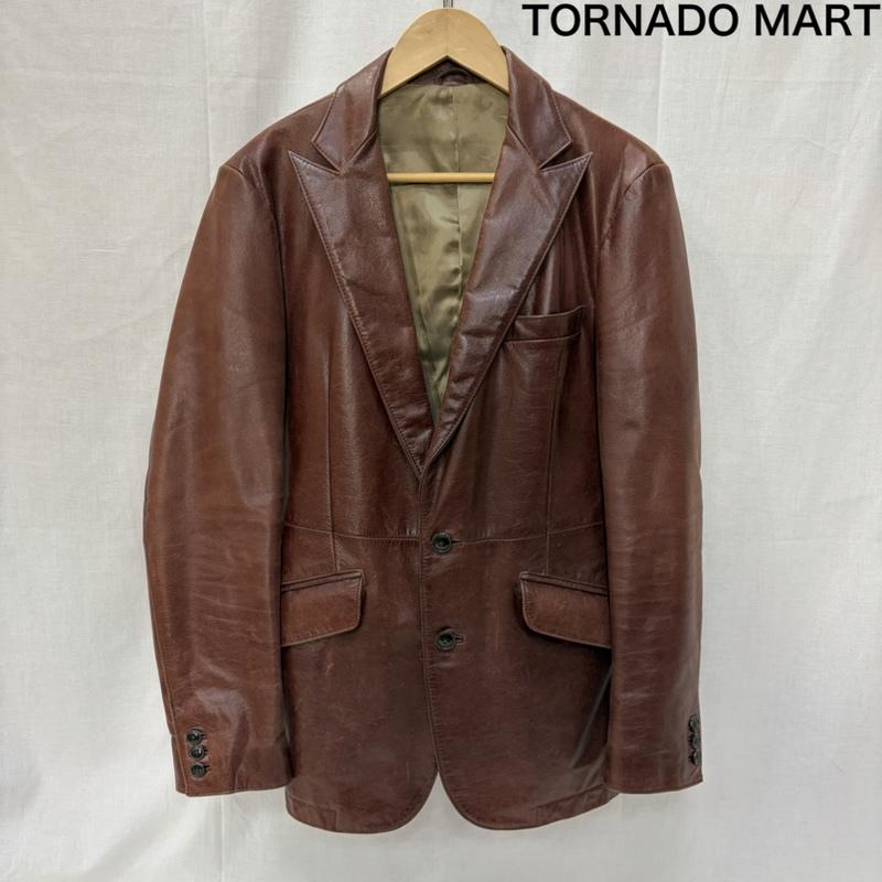 トルネードマート TORNADO MART ジャケット、上着 レザージャケット TLE-7505 牛革 バッファロー レザー テーラード ジャケット L 無地 茶 / ブラウン / brown メンズ USED 古着 中古 50168891