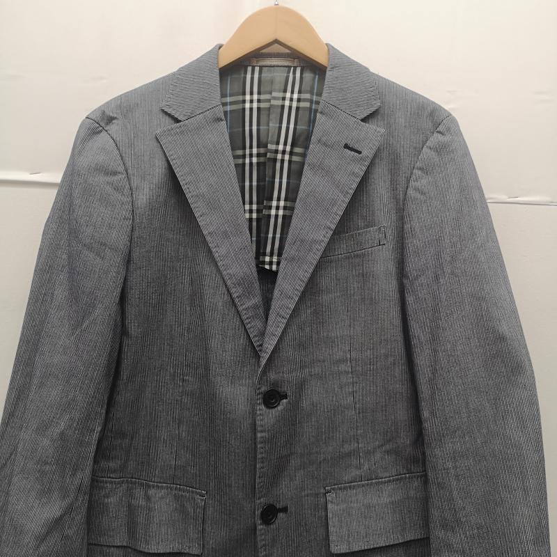 バーバリーブラックレーベル BURBERRY BLACK LABEL ジャケット、上着 ジャケット、ブレザー ノバチェック ストライプ シングルブレスト テーラード ジャケット BME74-406-06 M 灰 / グレー / gray メンズ USED 古着 中古 50168904