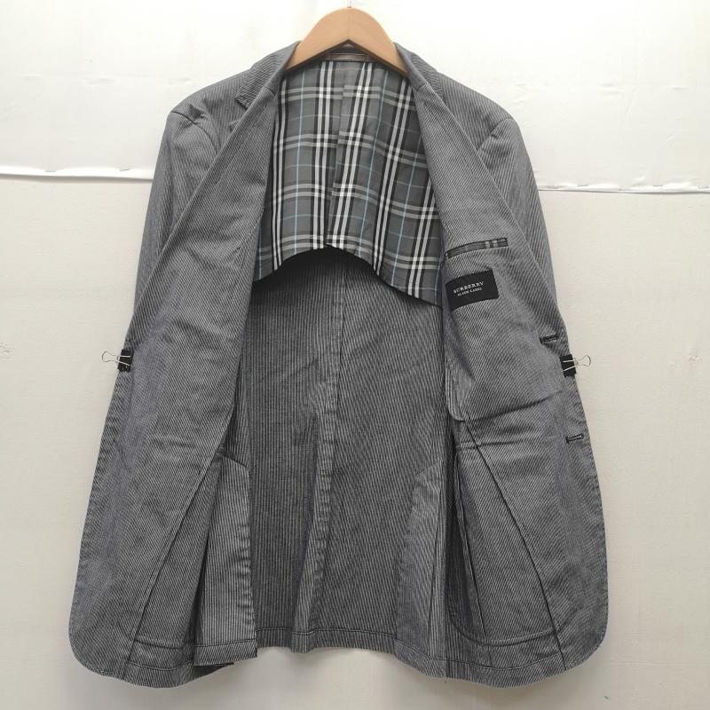 バーバリーブラックレーベル BURBERRY BLACK LABEL ジャケット、上着 ジャケット、ブレザー ノバチェック ストライプ シングルブレスト テーラード ジャケット BME74-406-06 M 灰 / グレー / gray メンズ USED 古着 中古 50168904