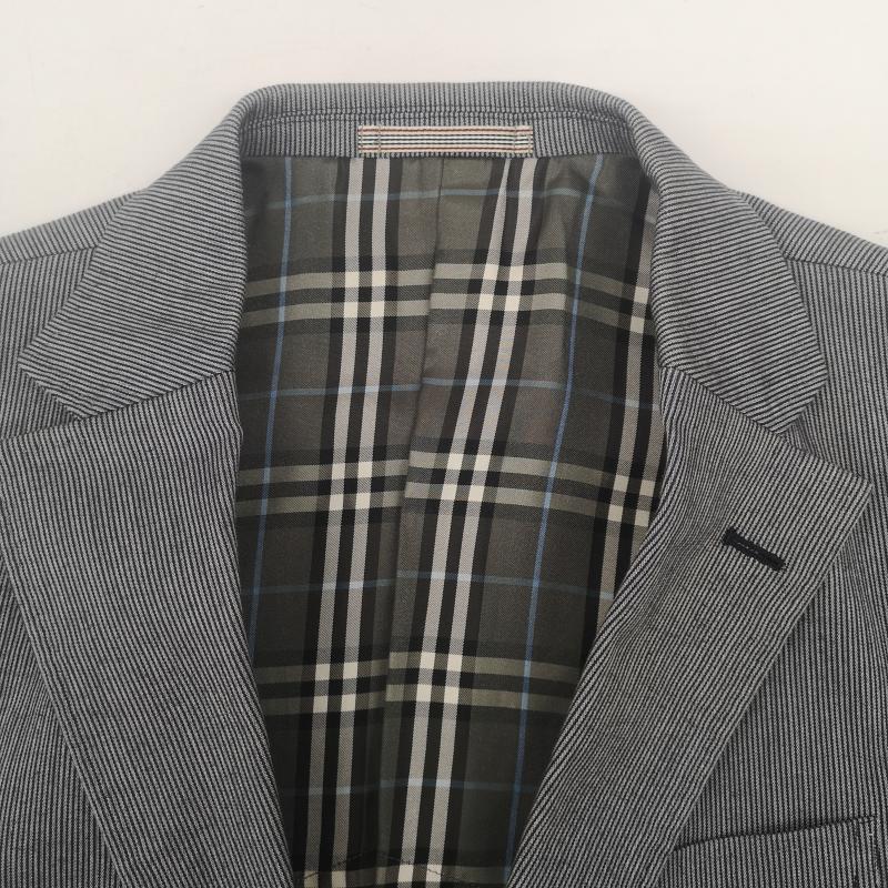 バーバリーブラックレーベル BURBERRY BLACK LABEL ジャケット、上着 ジャケット、ブレザー ノバチェック ストライプ シングルブレスト テーラード ジャケット BME74-406-06 M 灰 / グレー / gray メンズ USED 古着 中古 50168904
