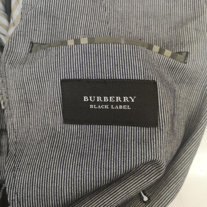 バーバリーブラックレーベル BURBERRY BLACK LABEL ジャケット、上着 ジャケット、ブレザー ノバチェック ストライプ シングルブレスト テーラード ジャケット BME74-406-06 M 灰 / グレー / gray メンズ USED 古着 中古 50168904