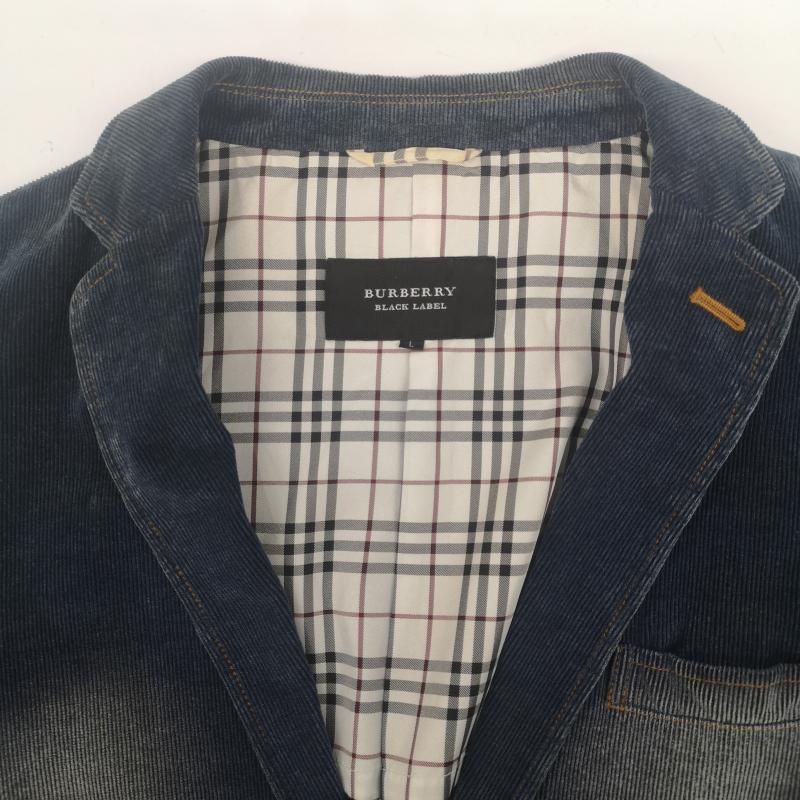 バーバリーブラックレーベル BURBERRY BLACK LABEL ジャケット、上着 ジャケット、ブレザー ノバチェック コーデュロイ フェード テーラード ジャケット BMP33-109-27 L インディゴ / インディゴ / Indigo メンズ USED 古着 中古 50168906