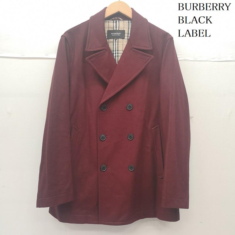 バーバリーブラックレーベル BURBERRY BLACK LABEL コート ピーコート ノバチェック ボタン刻印 ダブルブレスト ピーコート BMP63-517-16 M えんじ / ワインレッド / dark red メンズ USED 古着 中古 50168907
