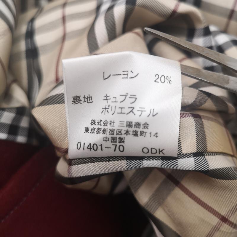 バーバリーブラックレーベル BURBERRY BLACK LABEL コート ピーコート ノバチェック ボタン刻印 ダブルブレスト ピーコート BMP63-517-16 M えんじ / ワインレッド / dark red メンズ USED 古着 中古 50168907