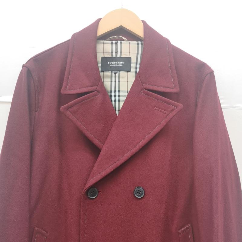 バーバリーブラックレーベル BURBERRY BLACK LABEL コート ピーコート ノバチェック ボタン刻印 ダブルブレスト ピーコート BMP63-517-16 M えんじ / ワインレッド / dark red メンズ USED 古着 中古 50168907