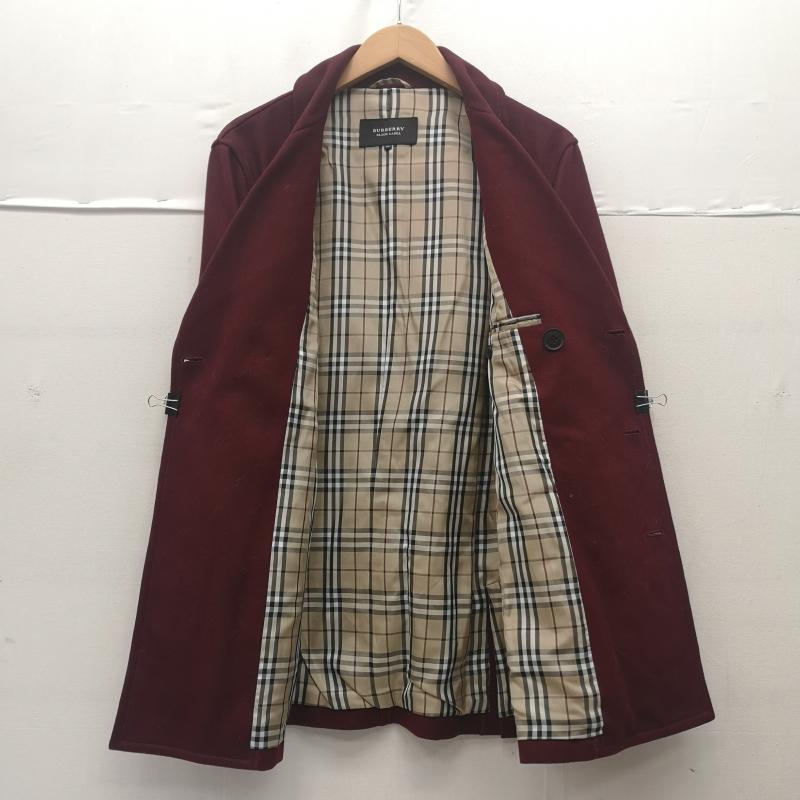 バーバリーブラックレーベル BURBERRY BLACK LABEL コート ピーコート ノバチェック ボタン刻印 ダブルブレスト ピーコート BMP63-517-16 M えんじ / ワインレッド / dark red メンズ USED 古着 中古 50168907