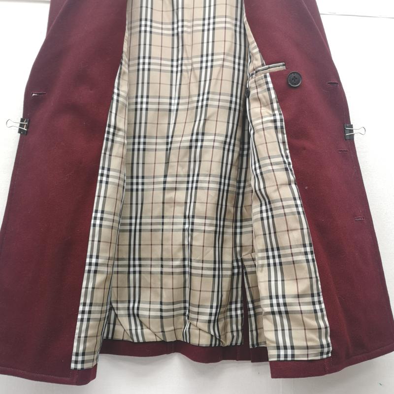 バーバリーブラックレーベル BURBERRY BLACK LABEL コート ピーコート ノバチェック ボタン刻印 ダブルブレスト ピーコート BMP63-517-16 M えんじ / ワインレッド / dark red メンズ USED 古着 中古 50168907