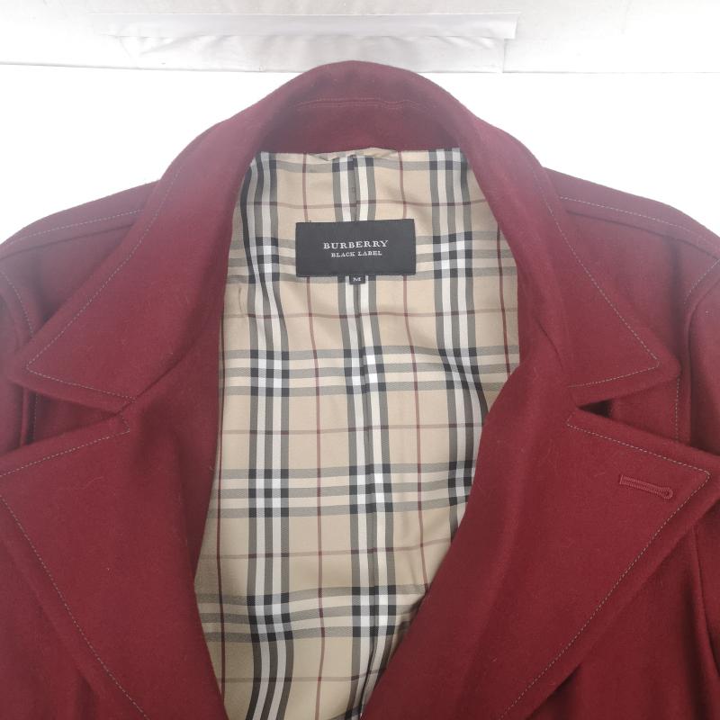 バーバリーブラックレーベル BURBERRY BLACK LABEL コート ピーコート ノバチェック ボタン刻印 ダブルブレスト ピーコート BMP63-517-16 M えんじ / ワインレッド / dark red メンズ USED 古着 中古 50168907