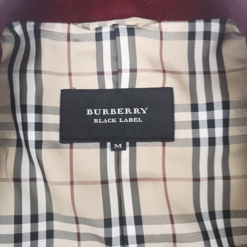 バーバリーブラックレーベル BURBERRY BLACK LABEL コート ピーコート ノバチェック ボタン刻印 ダブルブレスト ピーコート BMP63-517-16 M えんじ / ワインレッド / dark red メンズ USED 古着 中古 50168907