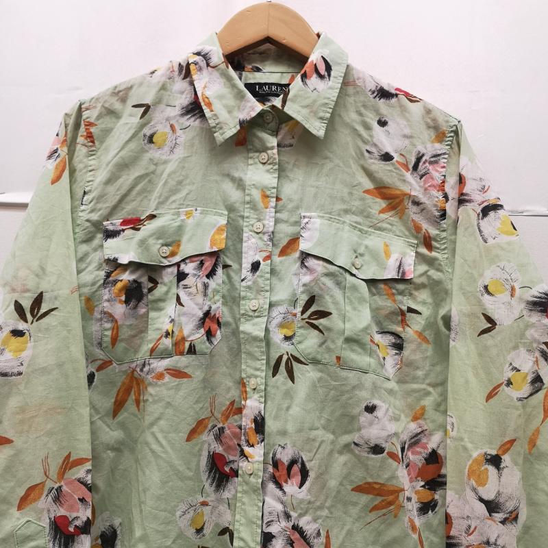 ローレンラルフローレン LAUREN RALPH LAUREN シャツ、ブラウス 長袖 花柄 フラワー コットンローン 長袖 ロングスリーブ シャツ M 黄緑 / イエローグリーン / メンズ USED 古着 中古 50168910
