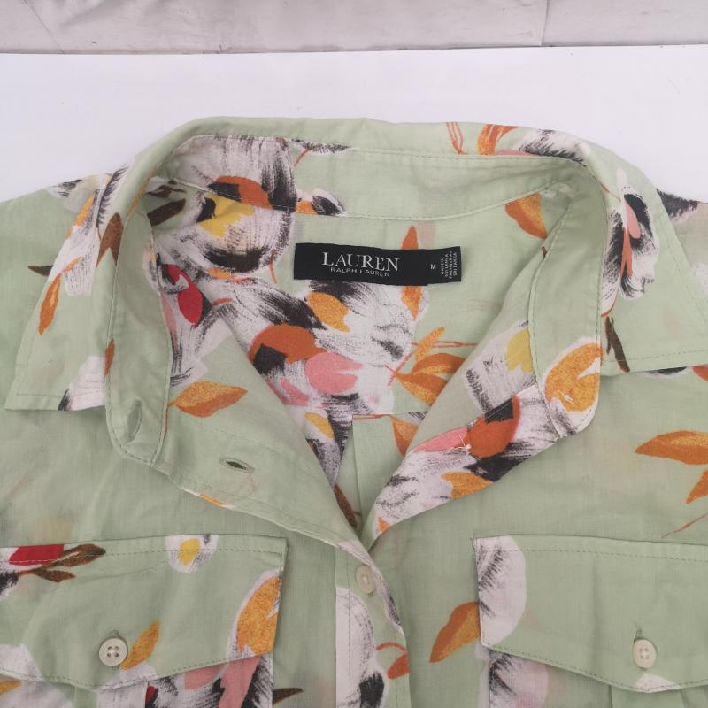 ローレンラルフローレン LAUREN RALPH LAUREN シャツ、ブラウス 長袖 花柄 フラワー コットンローン 長袖 ロングスリーブ シャツ M 黄緑 / イエローグリーン / メンズ USED 古着 中古 50168910