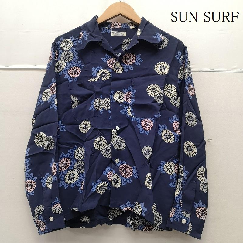 サンサーフ SUN SURF シャツ、ブラウス 長袖 菊 和柄 長袖 レーヨン アロハ シャツ SS20454 S 青 / ブルー / blue メンズ USED 古着 中古 50168911