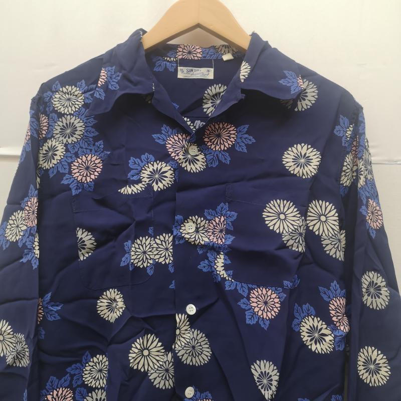 サンサーフ SUN SURF シャツ、ブラウス 長袖 菊 和柄 長袖 レーヨン アロハ シャツ SS20454 S 青 / ブルー / blue メンズ USED 古着 中古 50168911