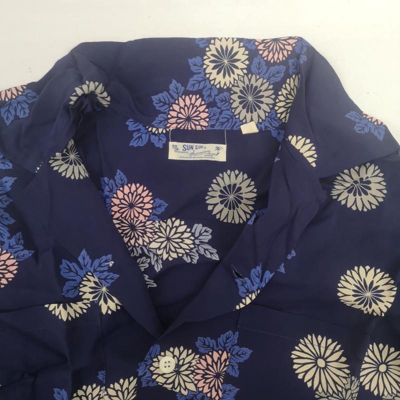 サンサーフ SUN SURF シャツ、ブラウス 長袖 菊 和柄 長袖 レーヨン アロハ シャツ SS20454 S 青 / ブルー / blue メンズ USED 古着 中古 50168911
