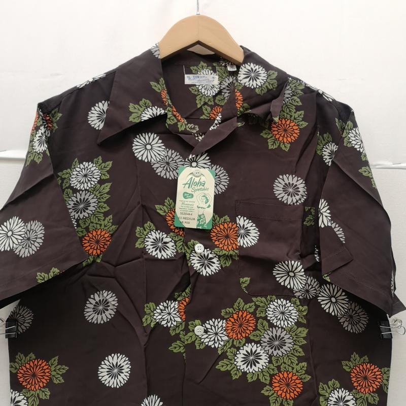 サンサーフ SUN SURF シャツ、ブラウス 半袖 菊 和柄 半袖 レーヨン アロハ シャツ SS3064 M 茶 / ブラウン / brown メンズ USED 古着 中古 50168912