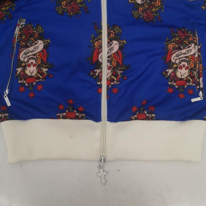 エドハーディー Ed Hardy ジャケット、上着 ジャンパー、ブルゾン スカル 骸骨 クロス 十字架 総柄 ジャージ トラック ジャケット M 青 / ブルー / blue メンズ USED 古着 中古 50168914