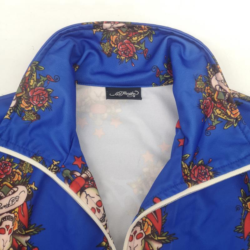 エドハーディー Ed Hardy ジャケット、上着 ジャンパー、ブルゾン スカル 骸骨 クロス 十字架 総柄 ジャージ トラック ジャケット M 青 / ブルー / blue メンズ USED 古着 中古 50168914