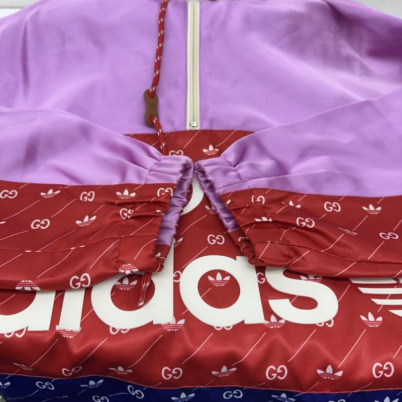 グッチ GUCCI ジャケット、上着 ジャンパー、ブルゾン 22SS adidas アセテート ナイロン アノラック ジャケット 691429 Z8A2G 44 赤 / レッド / red X 桃 / ピンク / pink X 青 / ブルー / blue メンズ USED 古着 中古 50168926