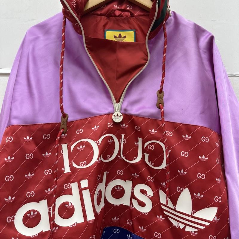 グッチ GUCCI ジャケット、上着 ジャンパー、ブルゾン 22SS adidas アセテート ナイロン アノラック ジャケット 691429 Z8A2G 44 赤 / レッド / red X 桃 / ピンク / pink X 青 / ブルー / blue メンズ USED 古着 中古 50168926
