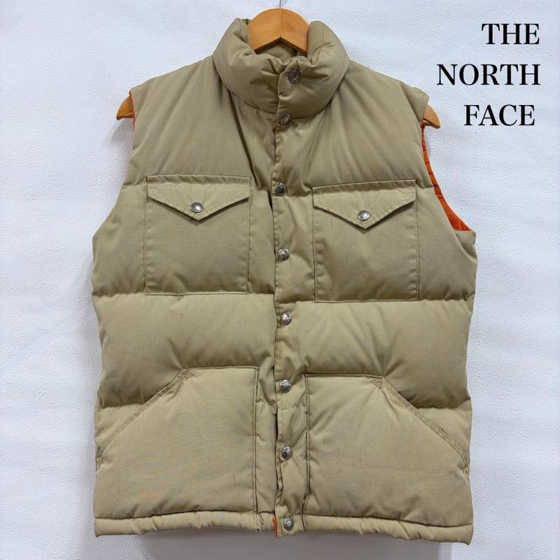 ザノースフェイス THE NORTH FACE ジャケット、上着 ダウンベスト 70s 80s 茶タグ ダウンベスト ヴィンテージ ナイロン フラップポケット スナップボタン S 無地 ベージュ / ベージュ / beige X 橙 / オレンジ / orange メンズ USED 古着 中古 50168928