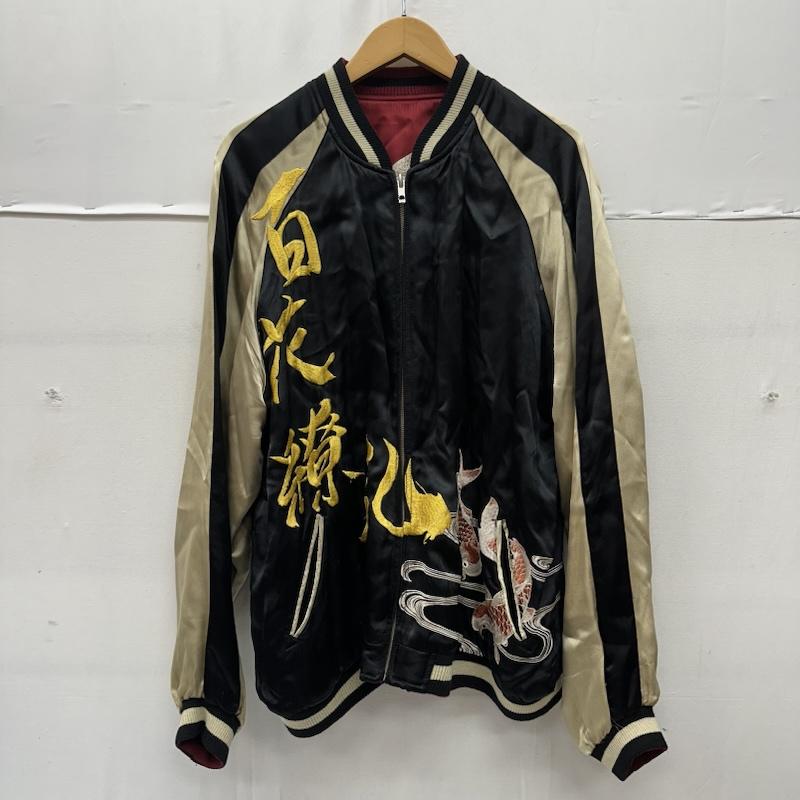 古着 USED ジャケット、上着 ジャンパー、ブルゾン 源平記 百花繚乱 刺繍 スカジャン リバーシブル 舞子 風神 XL 黒 / ブラック / black X 赤 / レッド / red メンズ USED 古着 中古 50168931