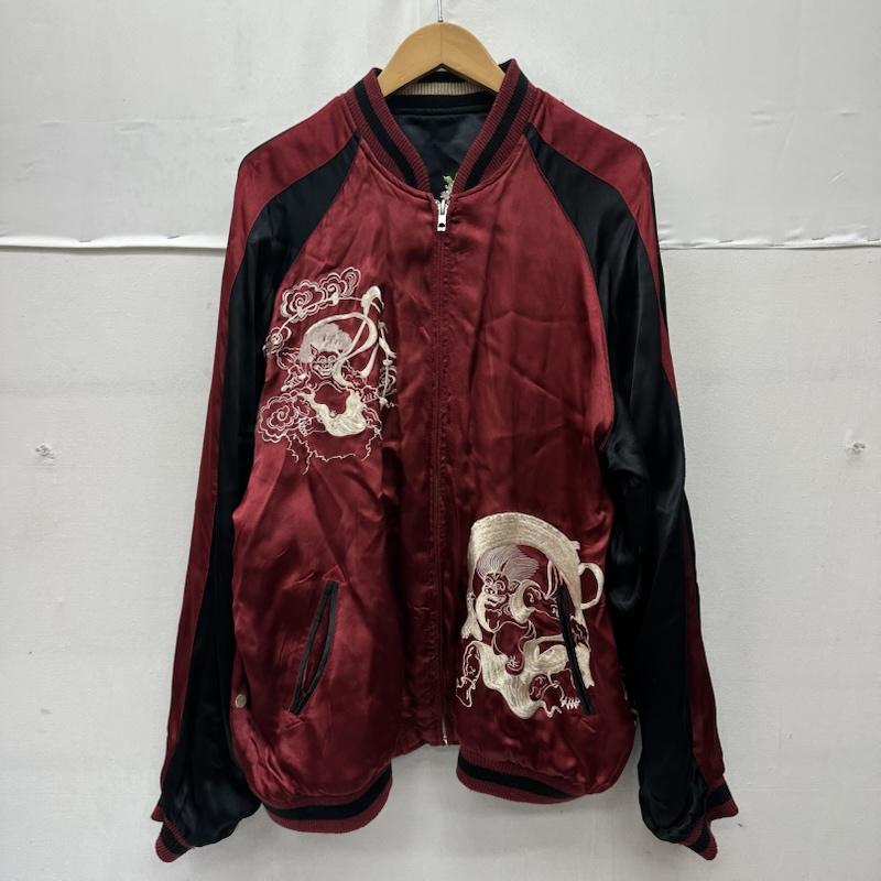 古着 USED ジャケット、上着 ジャンパー、ブルゾン 源平記 百花繚乱 刺繍 スカジャン リバーシブル 舞子 風神 XL 黒 / ブラック / black X 赤 / レッド / red メンズ USED 古着 中古 50168931