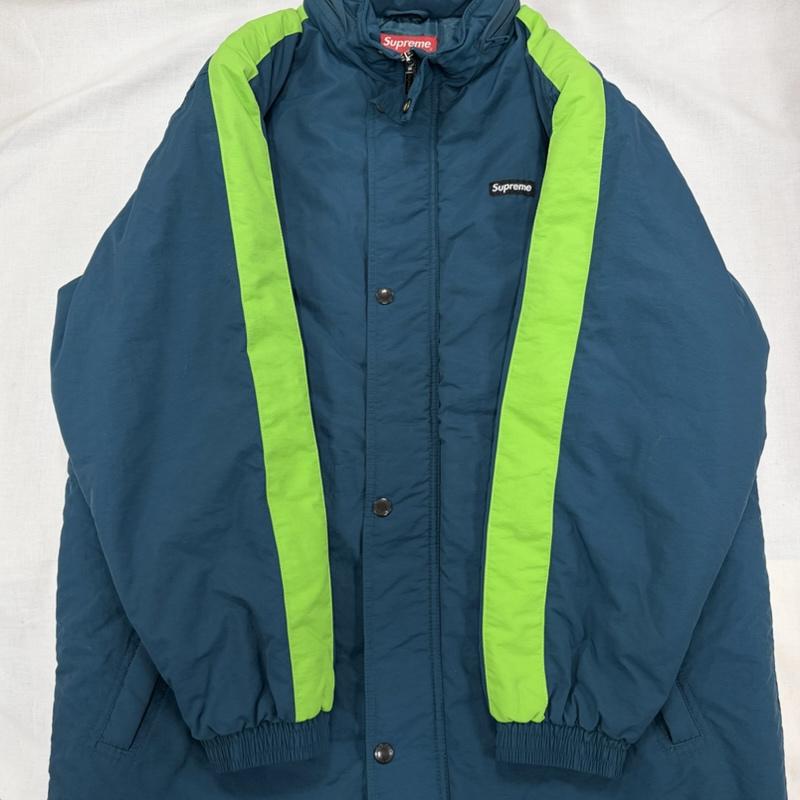 シュプリーム Supreme ジャケット、上着 ジャンパー、ブルゾン 17AW Stadium Parka ナイロン ジップアップ コート ブルゾン ジャケット コート ロゴ 刺繍 ロング S ロゴ、文字 X 刺繍 緑 / グリーン / green X 黄緑 / イエローグリーン / X 黒 / ブラック / black X 白 / ホワイト / white メンズ USED 古着 中古 50168940