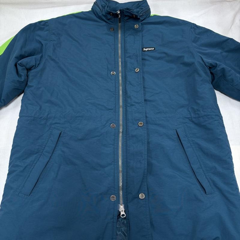 シュプリーム Supreme ジャケット、上着 ジャンパー、ブルゾン 17AW Stadium Parka ナイロン ジップアップ コート ブルゾン ジャケット コート ロゴ 刺繍 ロング S ロゴ、文字 X 刺繍 緑 / グリーン / green X 黄緑 / イエローグリーン / X 黒 / ブラック / black X 白 / ホワイト / white メンズ USED 古着 中古 50168940
