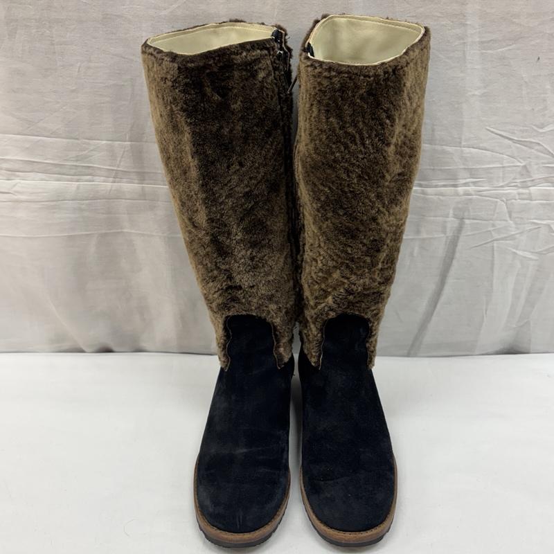 アグ UGG ブーツ ロングブーツ スエードレザー ムートン コンビ サイドジップ ロング ブーツ 23.0cm レディース USED 古着 中古 50168942