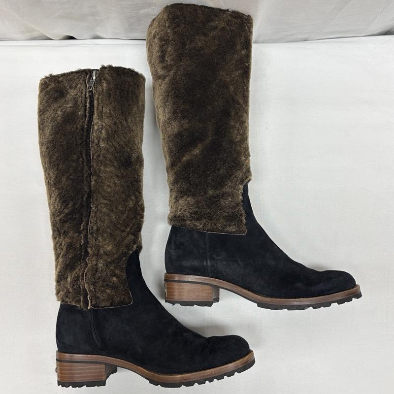 アグ UGG ブーツ ロングブーツ スエードレザー ムートン コンビ サイドジップ ロング ブーツ 23.0cm レディース USED 古着 中古 50168942