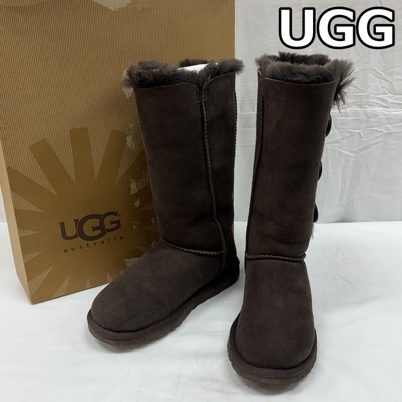 アグ UGG ブーツ ロングブーツ S/N1873 スエードレザー ボア ムートン ロング ブーツ サイドボタン 23.0cm レディース USED 古着 中古 50168943