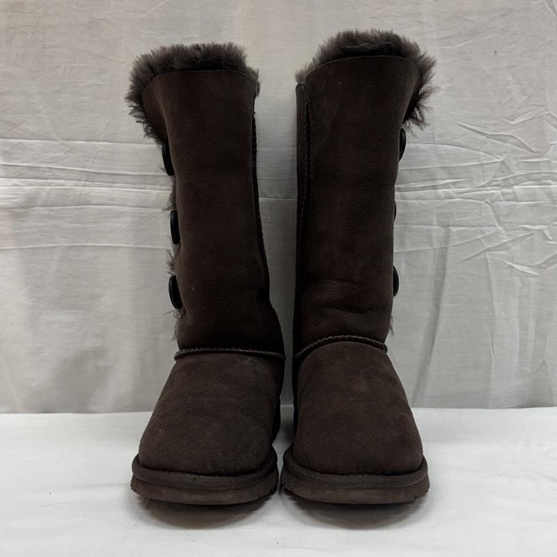 アグ UGG ブーツ ロングブーツ S/N1873 スエードレザー ボア ムートン ロング ブーツ サイドボタン 23.0cm レディース USED 古着 中古 50168943