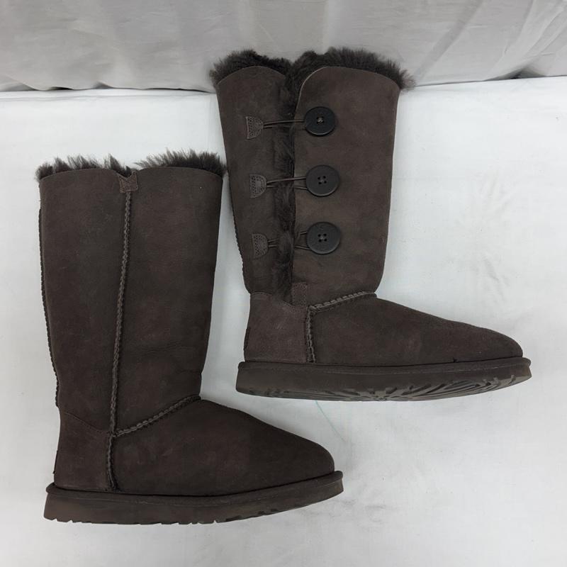 アグ UGG ブーツ ロングブーツ S/N1873 スエードレザー ボア ムートン ロング ブーツ サイドボタン 23.0cm レディース USED 古着 中古 50168943